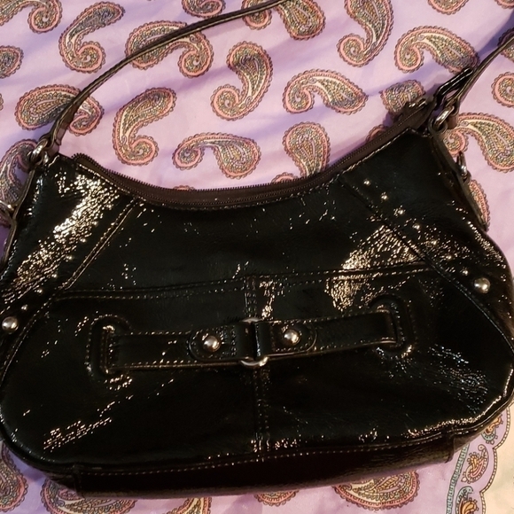 Stone Mountain Accessories Handbags - Stone Mountain Patent Leather Black Bag Like New!
